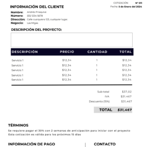 Plantilla: «Cotización para Emprendedores»